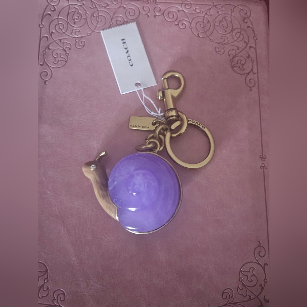 Coach Snail Bag Charm Brass/Purple Multi